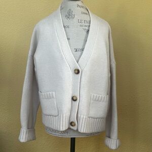ASTR The Label Cream Chunky Knit V-Neck Cardigan Sweater Size XL EUC!
